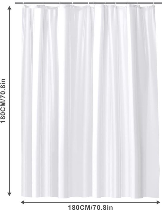 Unyqoos® Waterafstotend en Schimmelwerend Douchegordijn met Ringen, 180 x 180 cm, Wit