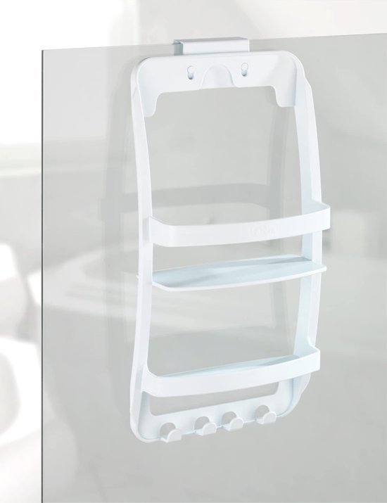 Unyqoos® Ruimtebesparend wit badkamerrek met manden en haken voor optimale organisatie