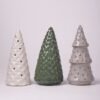 Unyqoos® Set van drie moderne keramische dennenboom sculpturen voor sfeervolle kerstdecoratie