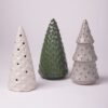 Unyqoos® Set van drie moderne keramische dennenboom sculpturen voor sfeervolle kerstdecoratie