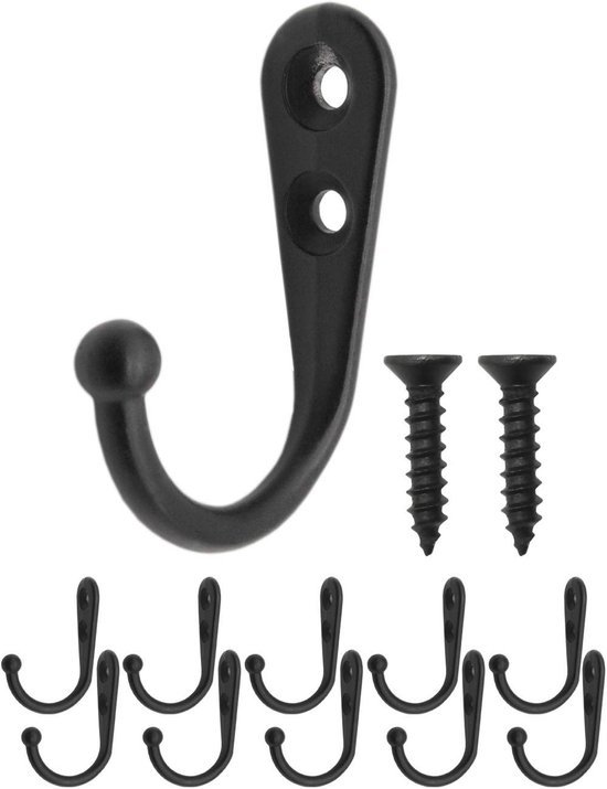 Unyqoos® Set van 10 stijlvolle zwarte haken voor garderobe en badkamer