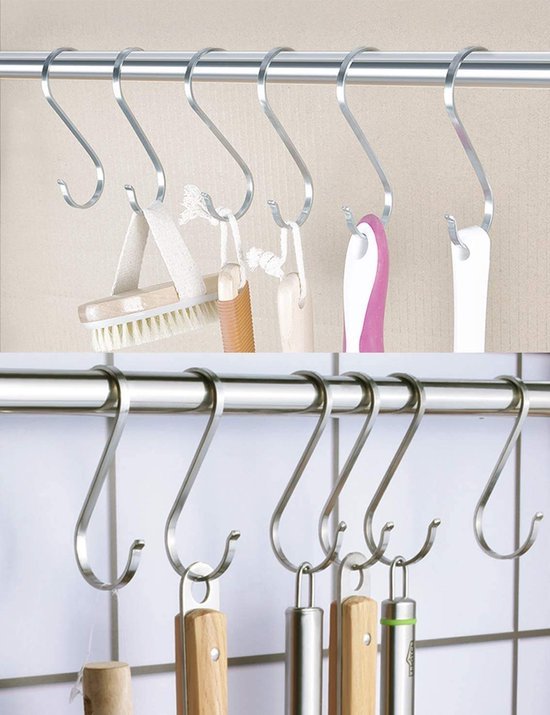 Unyqoos® Roestvrijstalen S-vormige haken voor veelzijdig en veilig ophangen in huis