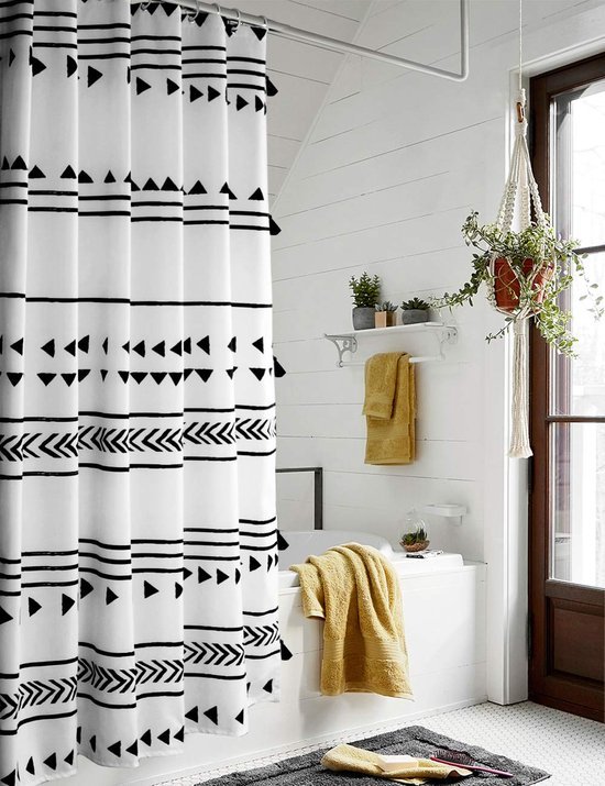 550x715-9.jpg Unyqoos® Stijlvolle boho douchegordijn set met geometrisch patroon en haken