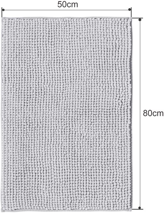 Unyqoos® Grijze Antislip Chenille Badmat voor Douche en Badkamer, 50 x 80 cm, Wasbaar en Waterabsorberend