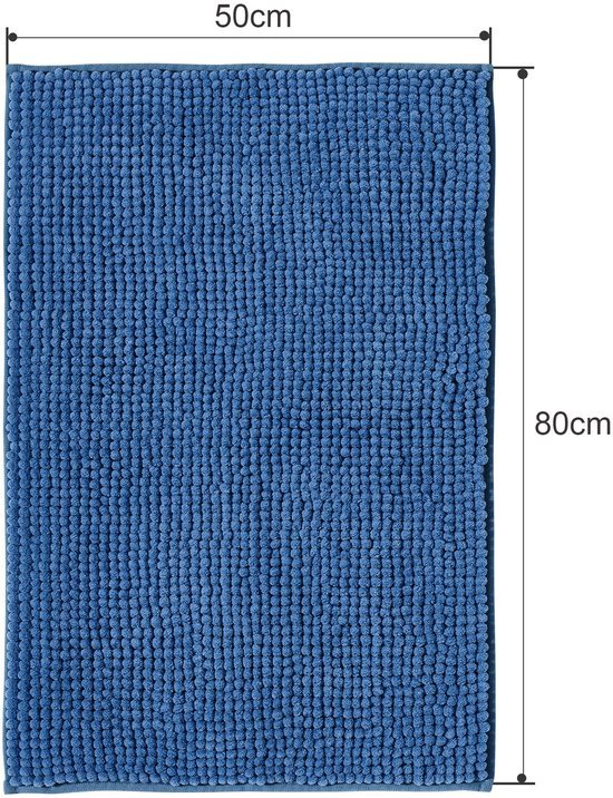 Unyqoos® Zachte Antislip Badmat van Chenille voor Badkamer en Douche, Wasbaar, Blauw, 50 x 80 cm