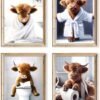 Unyqoos® Grappige Badkamer Wanddecoratie Schotse Hoogland Koeien Canvas A4 Formaat