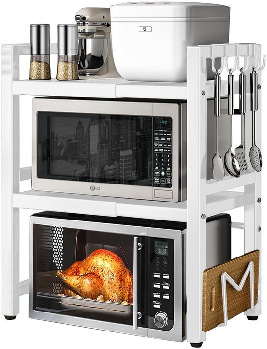 550x717-10.jpg Unyqoos® Praktische Keukenoplossing: Verstelbaar Magnetronrek met Multifunctionele Opbergmogelijkheden en Uitbreidbaar Ontwerp