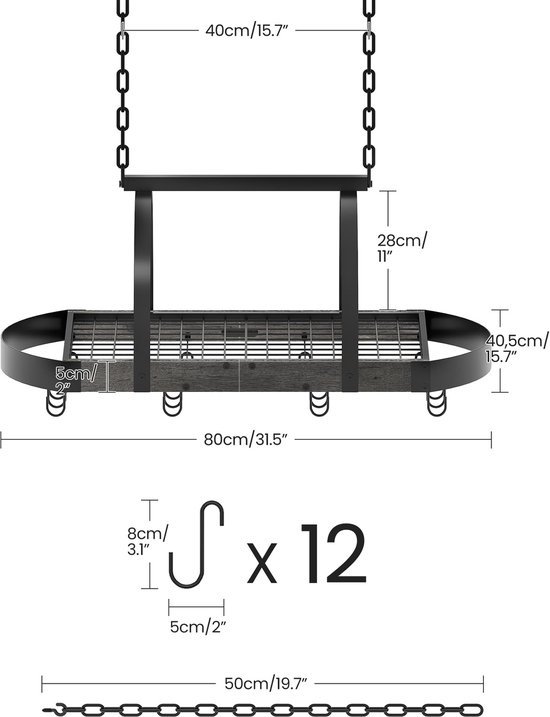 550x717-11.jpg Unyqoos® Ruimtebesparend hangend keukenkastrek met 12 haken voor georganiseerde keuken
