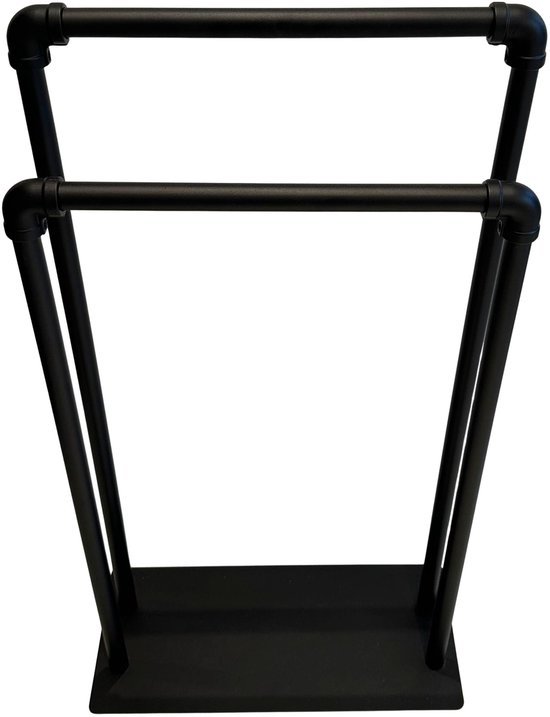 550x717-7.jpg Unyqoos® Vrijstaande handdoekhouder met twee armen in stijlvol zwart matte afwerking