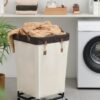 Unyqoos ® Veelzijdige Grote Wasmand met Wielen voor Eenvoudige Opslag en Organisatie