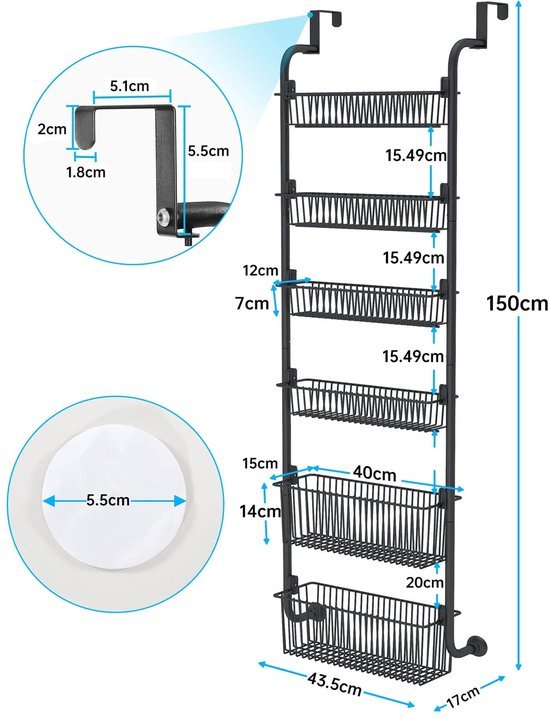 550x718-24.jpg Unyqoos® Multifunctionele Hangende Organizer voor Keuken en Badkamer met Zes Manden en Haken