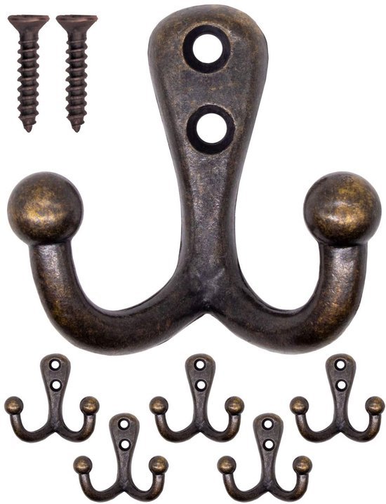 550x718-27.jpg Unyqoos® Set van vijf vintage dubbele haken voor stijlvolle organisatie in huis