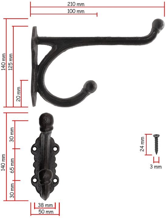 Unyqoos® Charmante zwarte wandhaken voor landelijke en vintage interieurstijlen