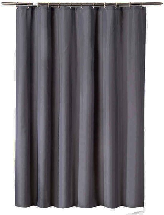 Unyqoos® Grijs douchegordijn schimmelwerend en waterdicht met kunststof ringen