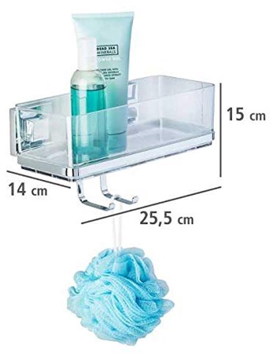 Unyqoos ® Badkamerwandrek Met Innovatief Vacuümsysteem en Handige Opbergruimte voor Douchebenodigdheden