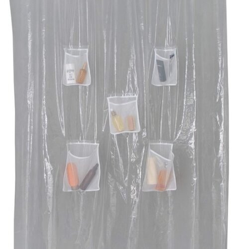 550x722.jpg Unyqoos® Transparante douchegordijn met zakken voor handige opbergruimte badkamer
