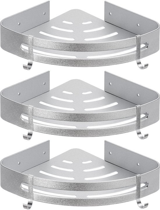 Unyqoos® Doucherekje met Driehoekige Aluminium Bakjes voor Hoekmontage in Badkamer of Keuken
