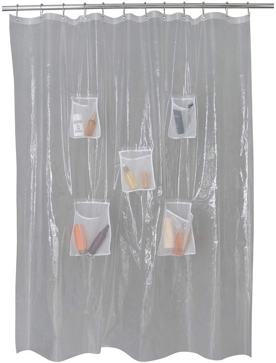 550x722.jpg Unyqoos® Transparante douchegordijn met zakken voor handige opbergruimte badkamer