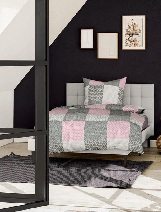 550x723-11.jpg Unyqoos® Roze flanel beddengoed set van katoen met ritssluiting en kussensloop