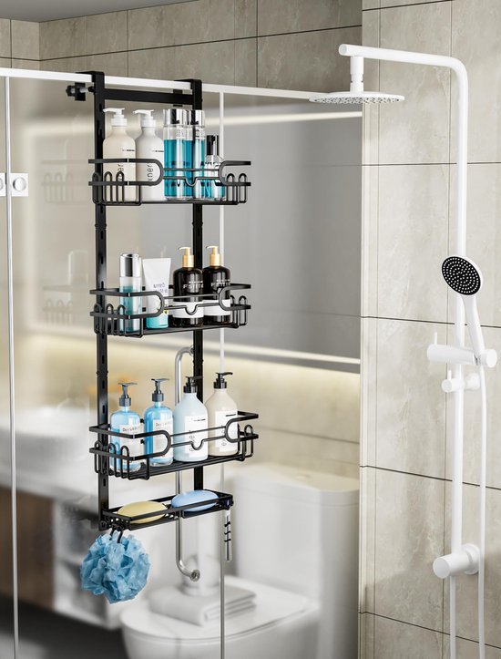 Unyqoos ® Verstelbare Hangende Doucheplank met Vier Manden en Zeepbakje voor Badkameropslag