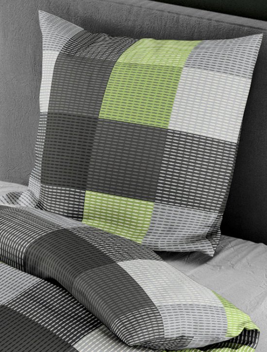 Unyqoos® Hoge kwaliteit flanellen dekbedovertrekset in kiwi 155 x 220 cm