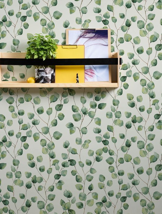 Unyqoos® Vliesbehang met Bloemenpatroon voor Moderne Landhuisstijl Interieurs, groente-wit