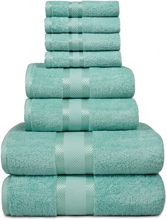 Unyqoos® Uitgebreide 8-delige Handdoekenset van Hoogwaardige Kwaliteit voor Optimale Absorptie en Zacht Comfort