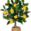 Unyqoos® Decoratieve kunstmatige citroenboom in geweven pot voor interieurdecoratie
