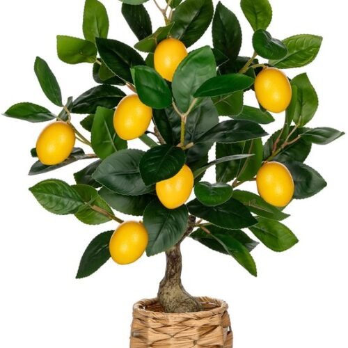 Unyqoos® Decoratieve kunstmatige citroenboom in geweven pot voor interieurdecoratie