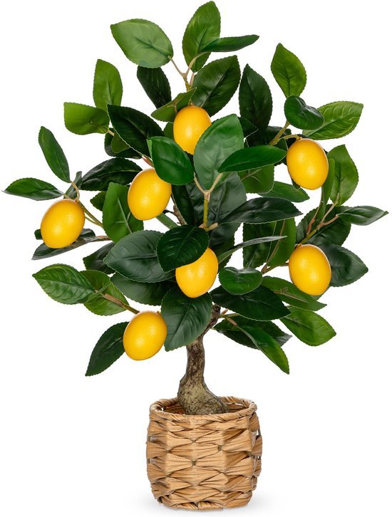Unyqoos® Decoratieve kunstmatige citroenboom in geweven pot voor interieurdecoratie