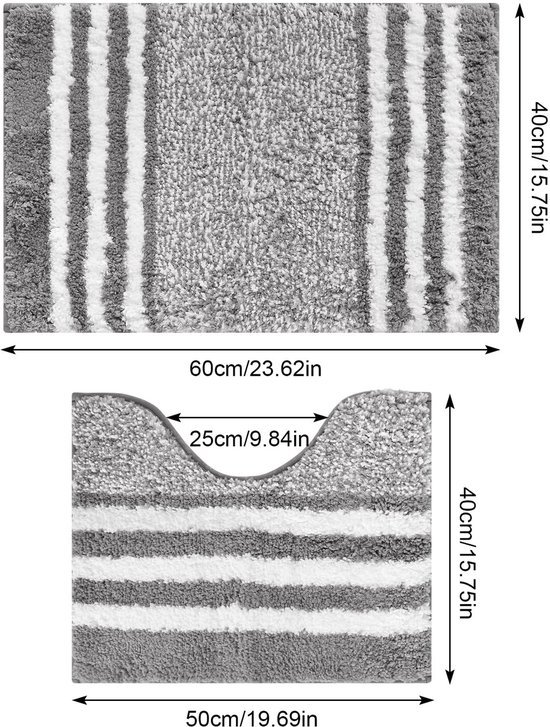 550x727-8.jpg Unyqoos® Twee-delige set badmatten met antislip en hoge absorptie in donkergrijs