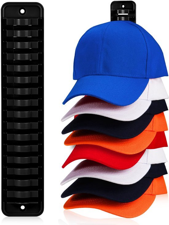 Unyqoos® Wandgemonteerde opberger voor petten met sterke kleeflaag en ruimte voor 16 stuks