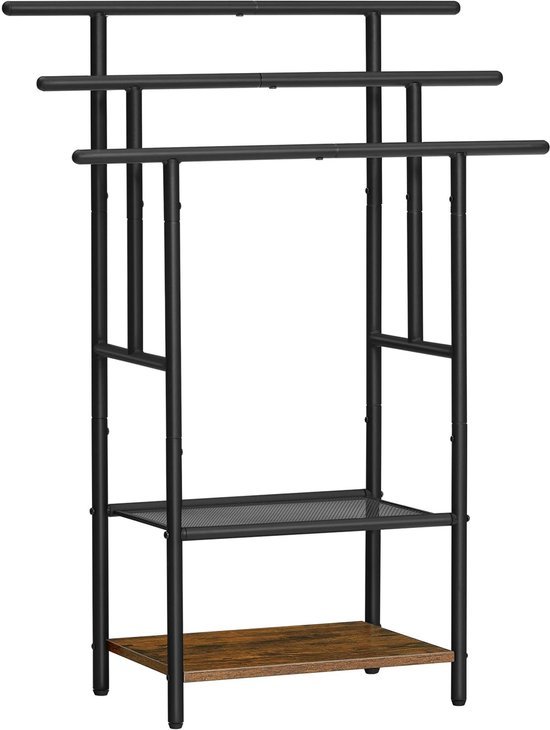 550x730-11.jpg Unyqoos® Ruimtebesparend Staand Handdoekenrek met 3 Stangen en 2 Open Planken voor Badhanddoeken