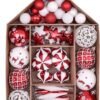 Unyqoos® Complete set van 70 onbreekbare kerstballen in rood en wit voor feestelijke decoratie