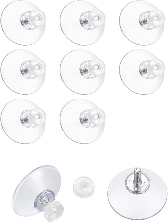 Unyqoos® Set van 8 Transparante Zuignappen met Schroefdraad voor Diverse Oppervlakken