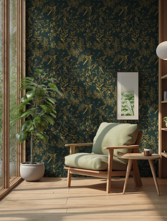 550x730-8.jpg Unyqoos® Waterdicht zelfklevend bloemenbehang met gouden accenten voor interieurdecoratie