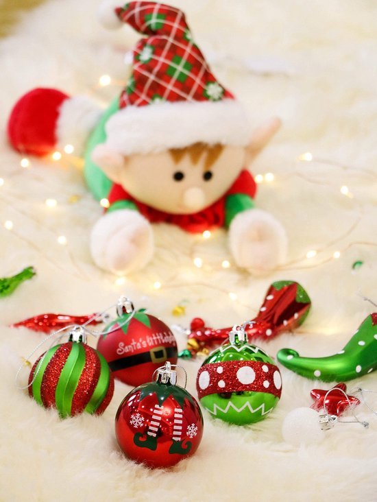 Unyqoos® 70-delige set kerstdecoraties in rood en wit voor feestelijke sfeer