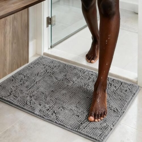 Unyqoos® Grijze absorberende badmat 40x60 cm met antislip en sneldrogend chenille 40 x 60 cm