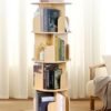 Unyqoos® Buitengewoon Praktisch 360° Draaibaar Boekenrek met Vier Niveau's en Vier Stevige Poten in Natuurlijke Kleur