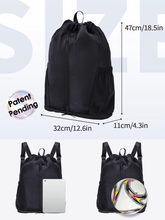 550x733-138.jpg Unyqoos® Waterafstotende sporttas met schoenenvak en trekkoord voor dagelijks gebruik