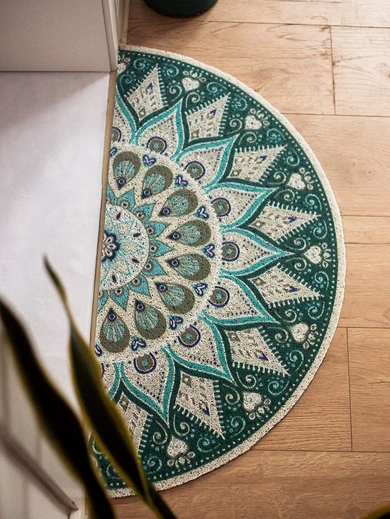 Unyqoos ® Halfronde Stijlvolle Antislip Deurmat voor Binnen en Buiten, Gemakkelijk te Reinigen, Groen