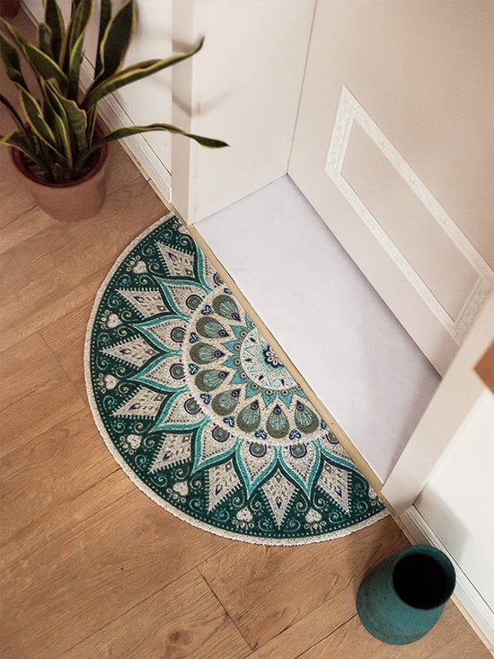 Unyqoos ® Halfronde Stijlvolle Antislip Deurmat voor Binnen en Buiten, Gemakkelijk te Reinigen, Groen