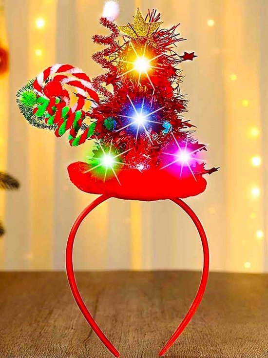 Unyqoos® Lichtgevende kerstboom haarband met LED-verlichting voor feestelijke uitstraling