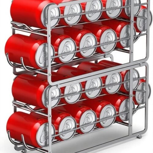 Unyqoos® Ruimtebesparende drankblikjesorganizer met automatisch rollen voor koelkast en keuken