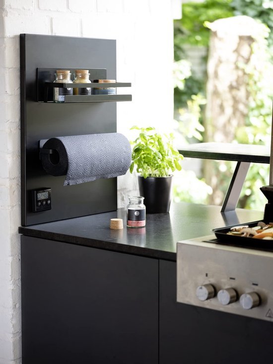 Unyqoos® Magnetisch Kruidenrek voor Buitenkeuken met Veelzijdige Bevestigingsopties en Stijlvolle Zwarte Afwerking