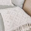 Macramé Kussenhoes, Decoratief Kussen, 45 x 45 cm, Set van 2, Boho Kussen, Beige voor Sofa, Woonkamer, Slaapkamer, Vintage Kussenhoes, 100% Katoen