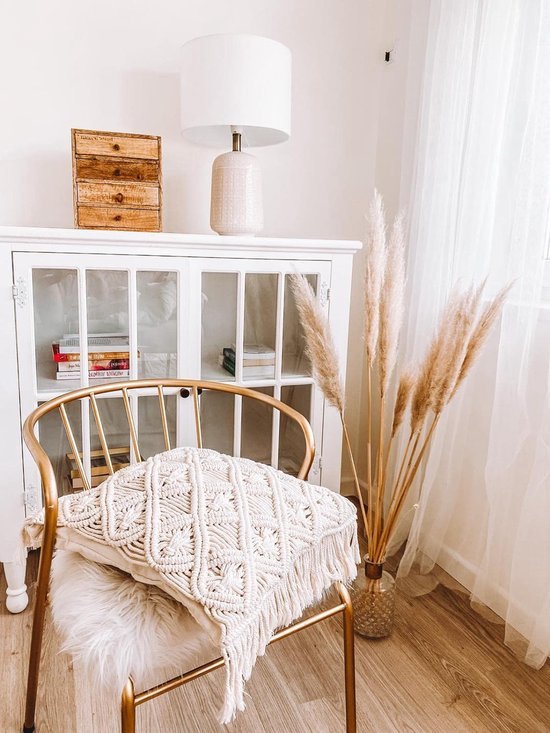 Macramé Kussenhoes, Decoratief Kussen, 45 x 45 cm, Set van 2, Boho Kussen, Beige voor Sofa, Woonkamer, Slaapkamer, Vintage Kussenhoes, 100% Katoen