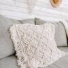Macramé Kussenhoes, Decoratief Kussen, 45 x 45 cm, Set van 2, Boho Kussen, Beige voor Sofa, Woonkamer, Slaapkamer, Vintage Kussenhoes, 100% Katoen