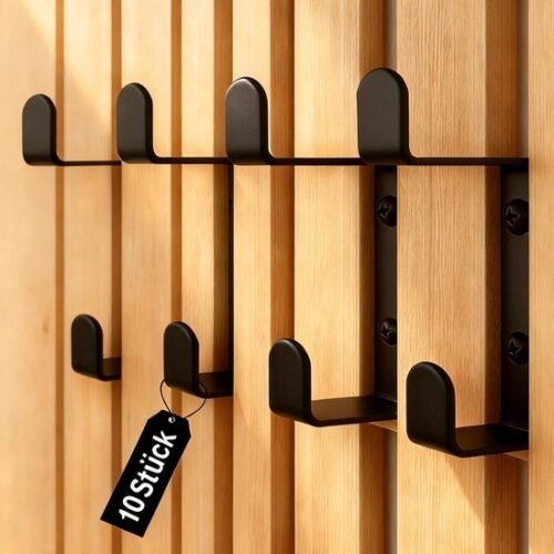 550x733-171.jpg Unyqoos® Set van 10 robuuste zwarte kledinghaken voor akoestische panelen en wandmontage