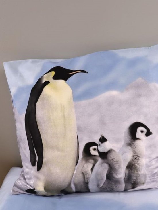 Unyqoos® Beddengoedset met schattige pinguïnprint, ademend en temperatuurregulerend katoen